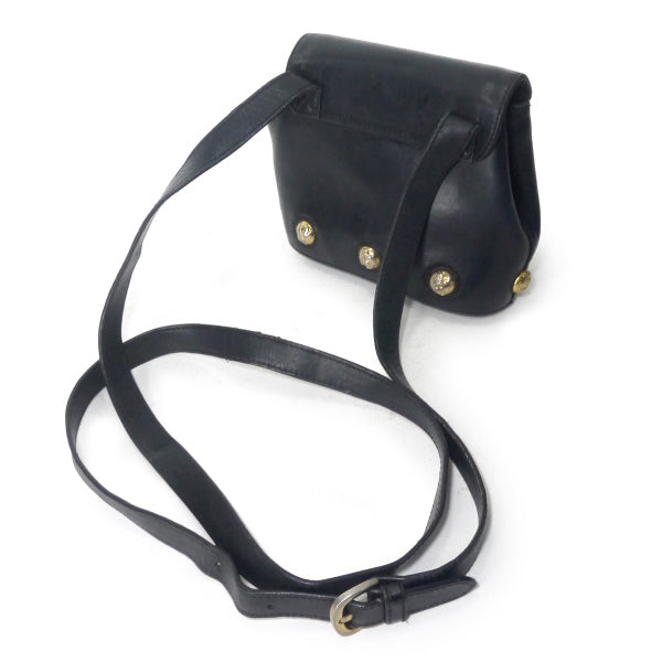 Salvatore Ferragamo  ヒールスタッズ総革ミニバッグ（黒）