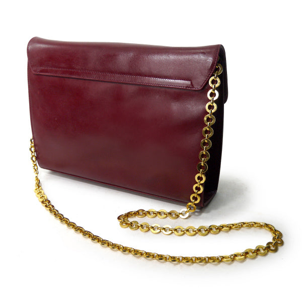 Salvatore Ferragamo  ガンチーニ留め具レザーチェーンバッグ（ボルドー）