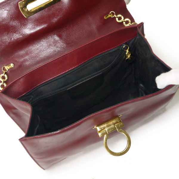 Salvatore Ferragamo  ガンチーニ留め具レザーチェーンバッグ（ボルドー）