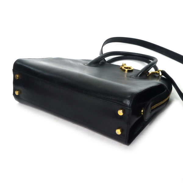 Salvatore Ferragamo  ガンチーニ金具ボリード型2WAYハンドバッグ（黒）