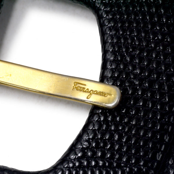 Ferragamo  Varaリボンリザードベルト（黒）