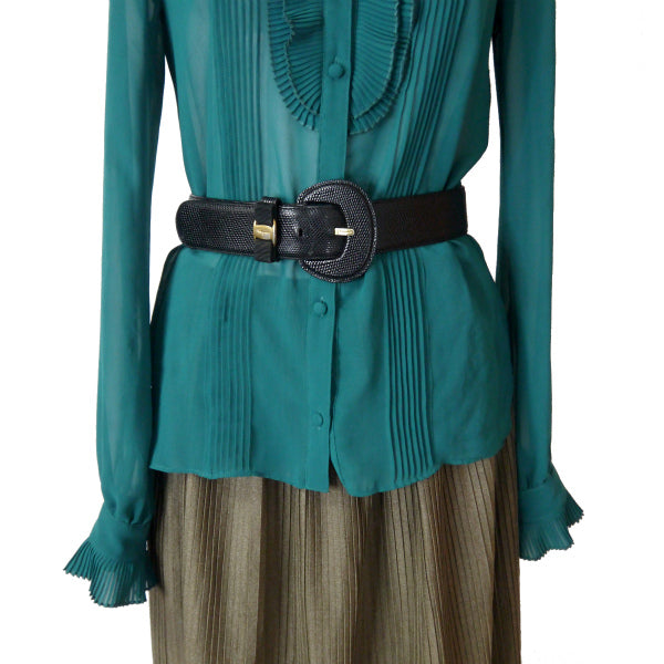 Ferragamo  Varaリボンリザードベルト（黒）