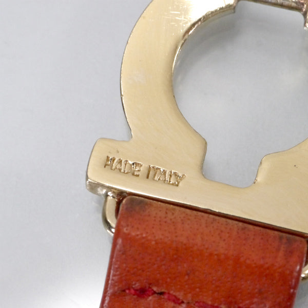 Salvatore Ferragamo ガンチーニ留め具レザーブレスレット（茶）