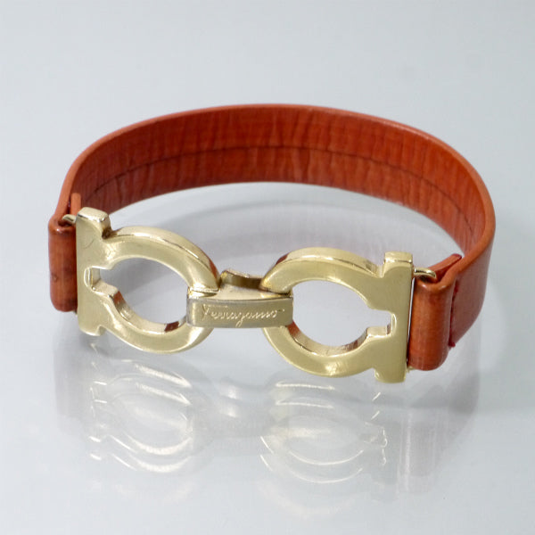Salvatore Ferragamo ガンチーニ留め具レザーブレスレット（茶）