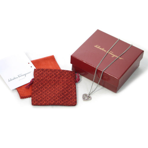 Salvatore Ferragamo ハートガンチーニネックレス(シルバー/ピンク)