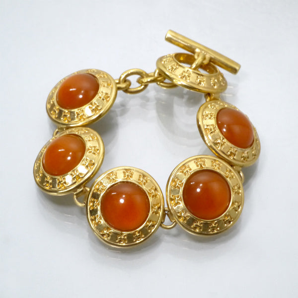 Salvatore Ferragamo　オレンジストーンブレスレット（ゴールド）