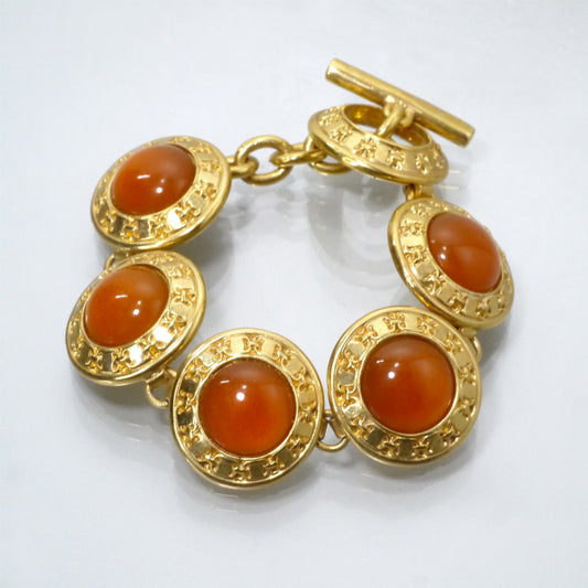 Salvatore Ferragamo　オレンジストーンブレスレット（ゴールド）