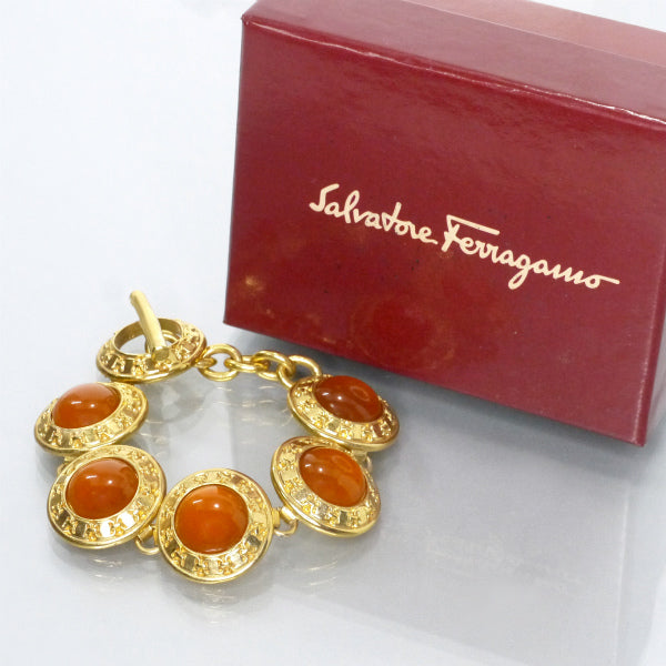 Salvatore Ferragamo　オレンジストーンブレスレット（ゴールド）