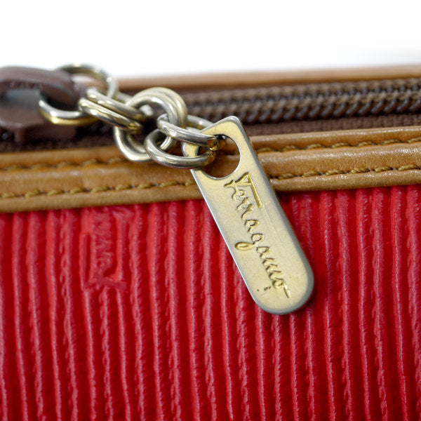 Salvatore Ferragamo  バイカラーロゴショルダー（赤/キャメル）