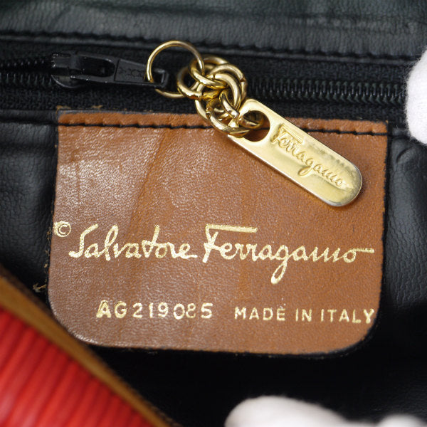 Salvatore Ferragamo  バイカラーロゴショルダー（赤/キャメル）