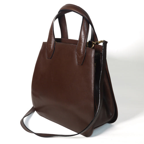 Salvatore Ferragamo　ガンチーニ　ラム皮トートバック（茶）