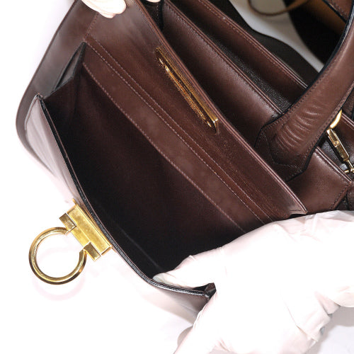 Salvatore Ferragamo　ガンチーニ　ラム皮トートバック（茶）