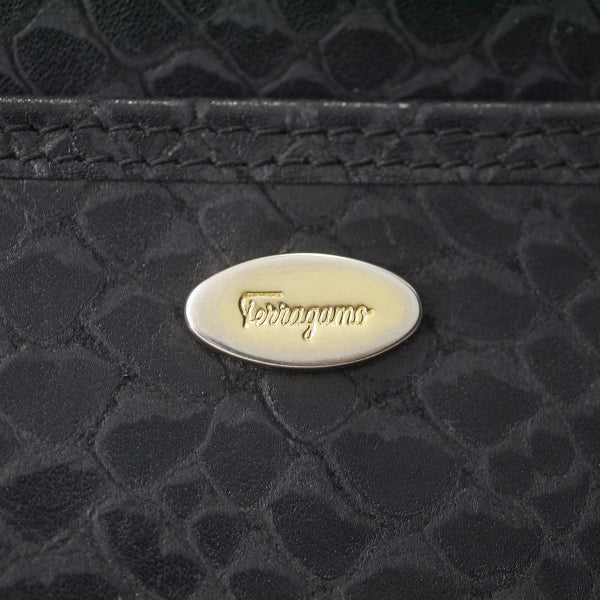 Salvatore Ferragamo フェイクスネーク2WAYバッグ（黒）