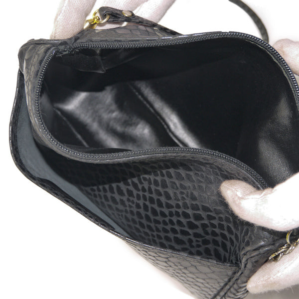 Salvatore Ferragamo フェイクスネーク2WAYバッグ（黒）