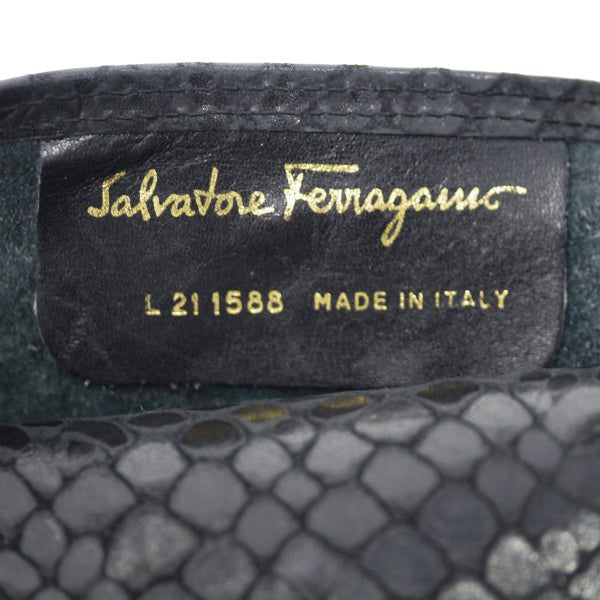 Salvatore Ferragamo フェイクスネーク2WAYバッグ（黒）