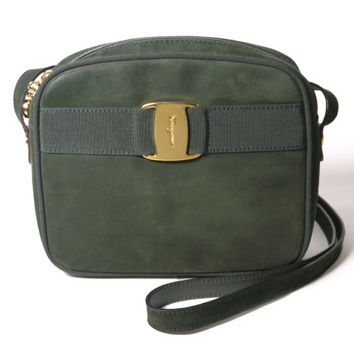 Salvatore Ferragamo スエードリボンショルダー（緑）