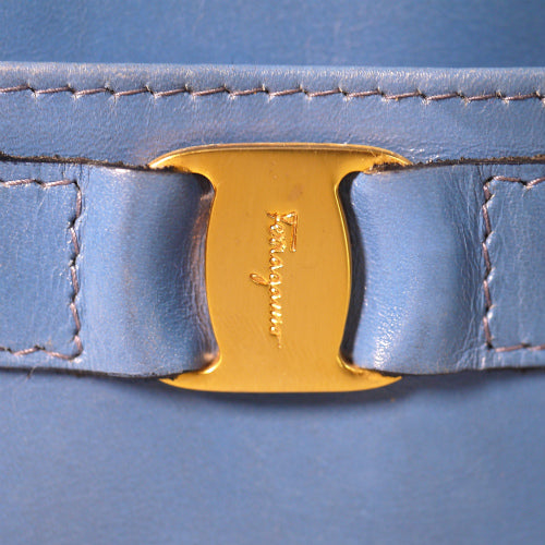 Salvatore Ferragamo ＜訳アリ＞リボン革ショルダー（水色）