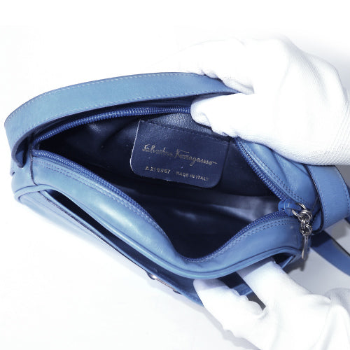Salvatore Ferragamo ＜訳アリ＞リボン革ショルダー（水色）