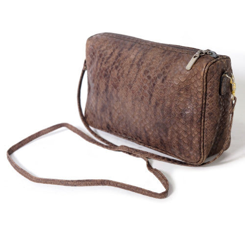 Salvatore Ferragamo フェイクスネーク2WAYバッグ(茶)