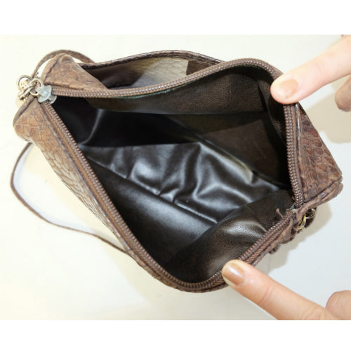 Salvatore Ferragamo フェイクスネーク2WAYバッグ(茶)