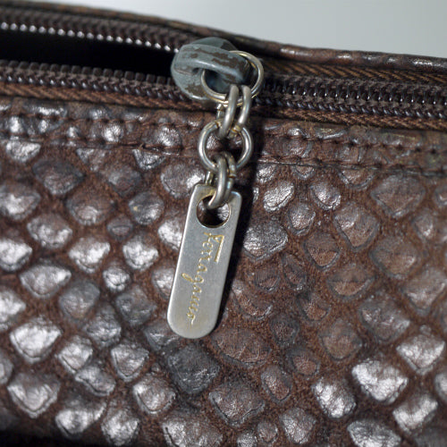 Salvatore Ferragamo フェイクスネーク2WAYバッグ(茶)