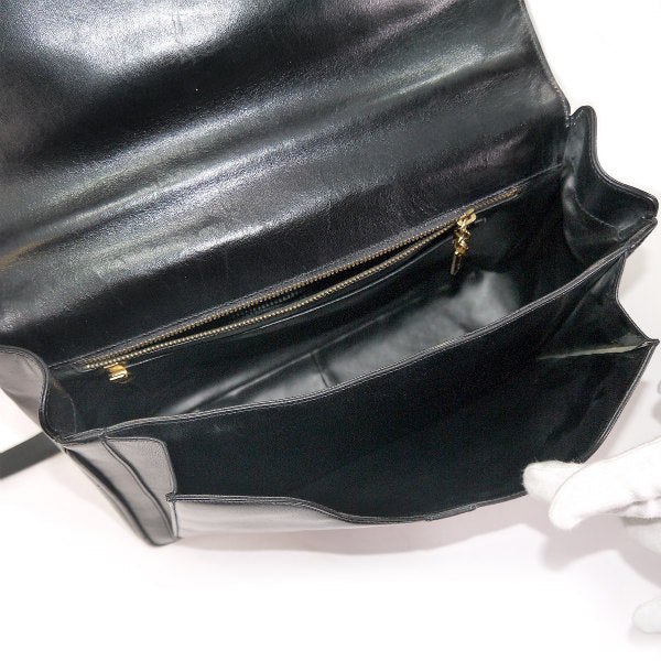 Salvatore Ferragamo 本革ショルダー付ブリーフケース(黒)