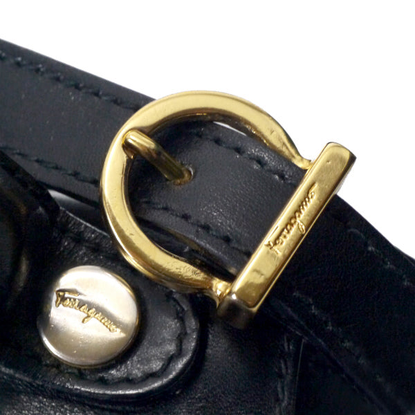 Salvatore Ferragamo 本革ショルダー付ハンドバッグ（黒）