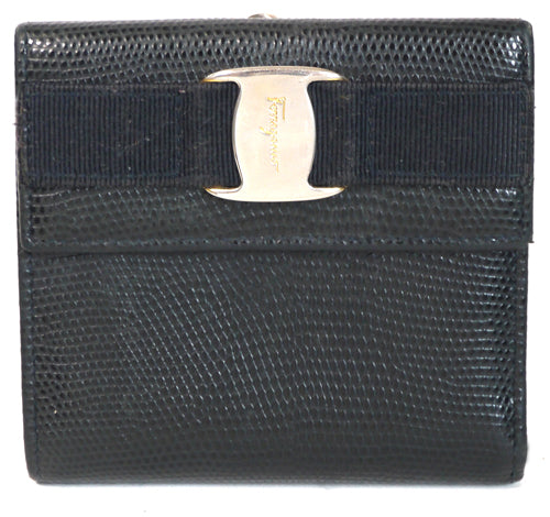 Ferragamo Vara リザード財布（黒）