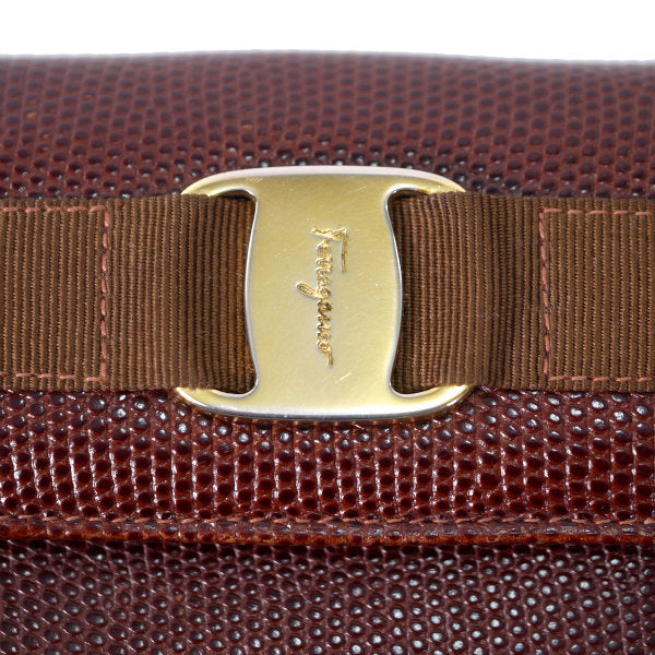 Ferragamo Varaリザード財布（茶/箱付き）