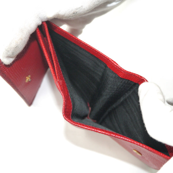 Ferragamo VaraリザードWホック折財布（赤）