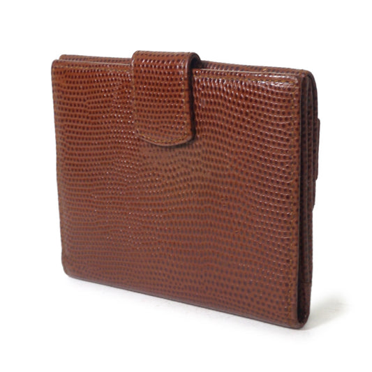 Ferragamo VaraリザードWホック折財布（茶）