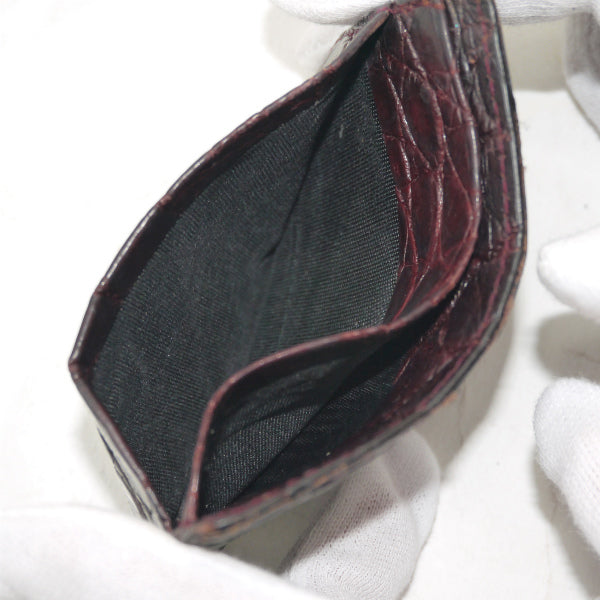 Salvatore Ferragamo クロコ型押しカードケース（濃茶）