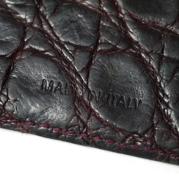 Salvatore Ferragamo クロコ型押しカードケース（濃茶）