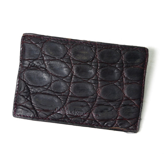 Salvatore Ferragamo クロコ型押しカードケース（濃茶）