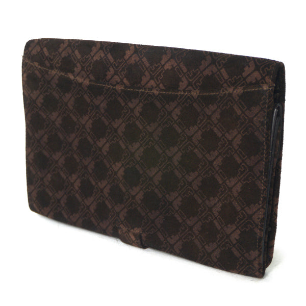 Salvatore Ferragamo スエードクラッチバッグ（濃茶）