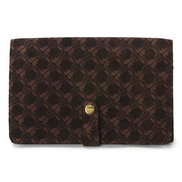 Salvatore Ferragamo スエードクラッチバッグ（濃茶）