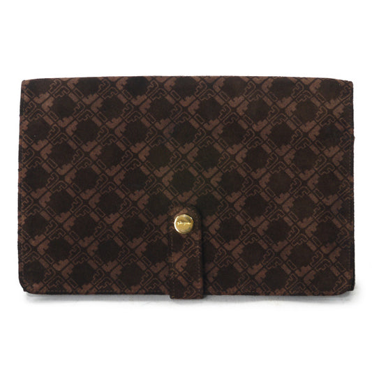 Salvatore Ferragamo スエードクラッチバッグ（濃茶）