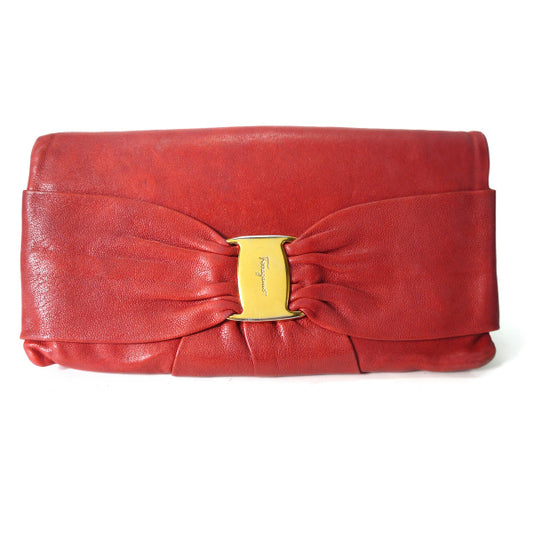 Ferragamo Vara ビッグリボン長財布（赤）