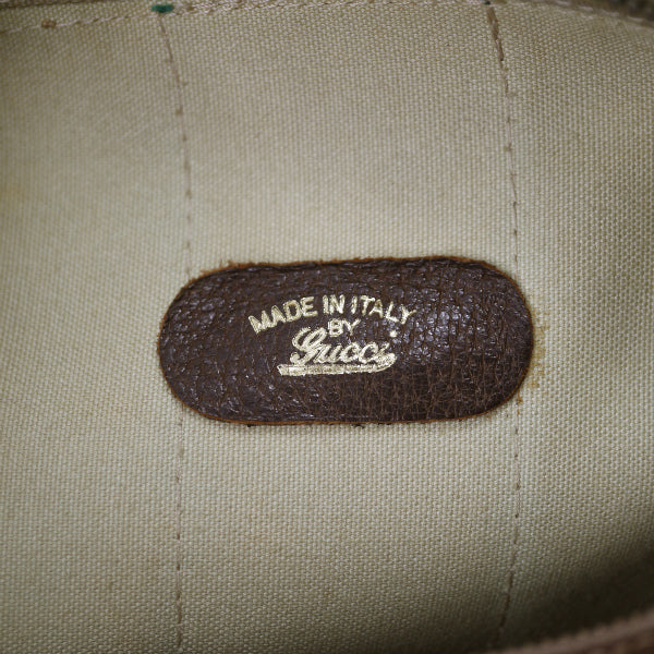 OLD Gucci 革2本シェリーラインボストン（茶・中）