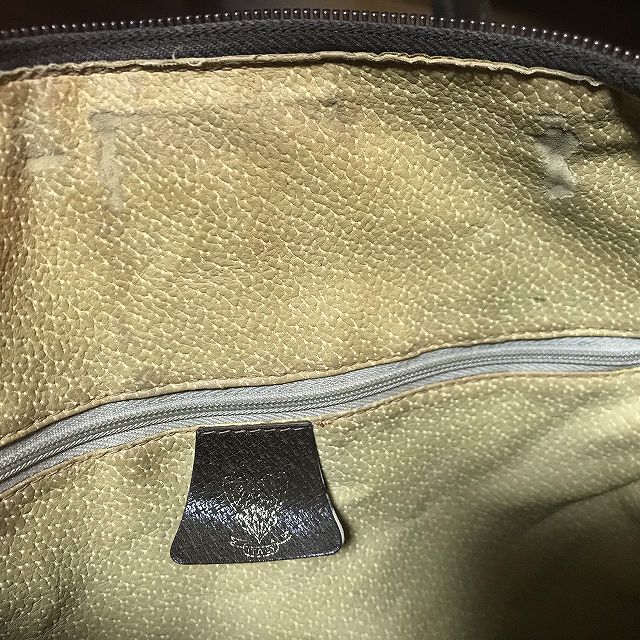 OLD Gucci　薄型チェーンショルダー付ミニボストン（茶）