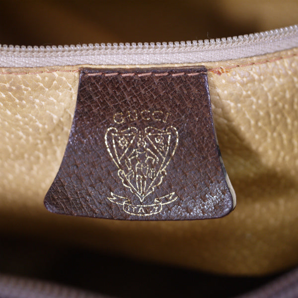 OLD Gucci　薄型チェーンショルダー付ミニボストン（茶）