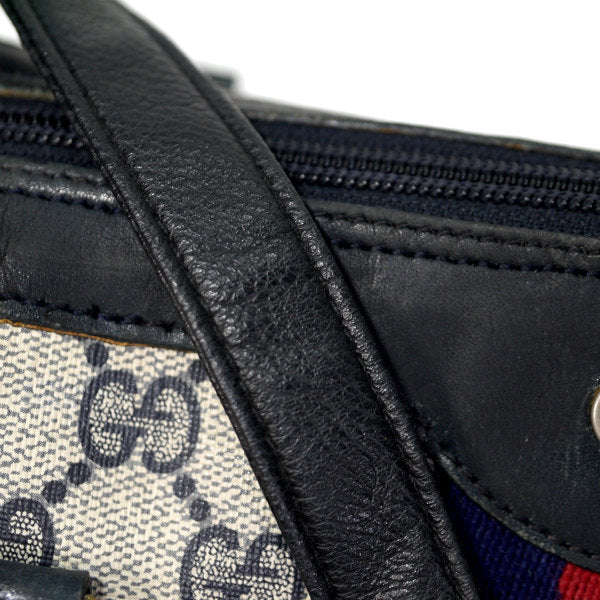 OLD Gucci 薄型ショルダー付ミニボストン（青）