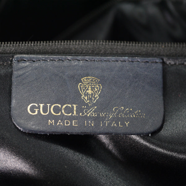 OLD Gucci 薄型ショルダー付ミニボストン（青）