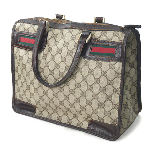OLD Gucci スクエアミニボストン（茶・横シェリー）
