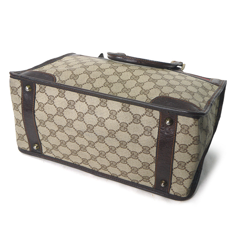 OLD Gucci スクエアミニボストン（茶・横シェリー）