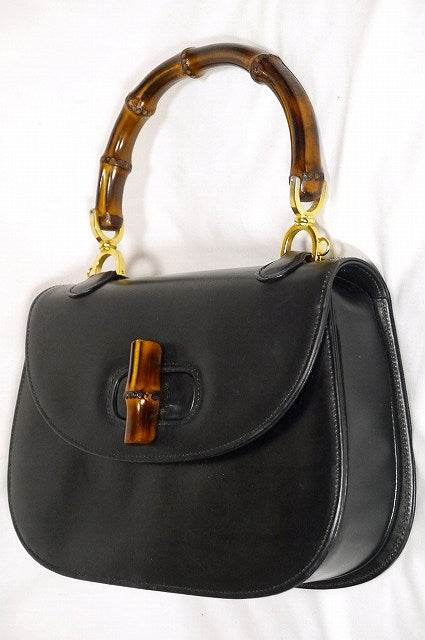 OLD Gucci 訳あり！バンブーハンドバッグ(黒）