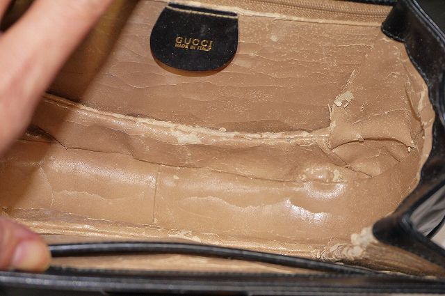 OLD Gucci 訳あり！バンブーハンドバッグ(黒）