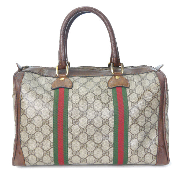 OLD Gucci レア！Wシェリーラインボストン（茶・中）