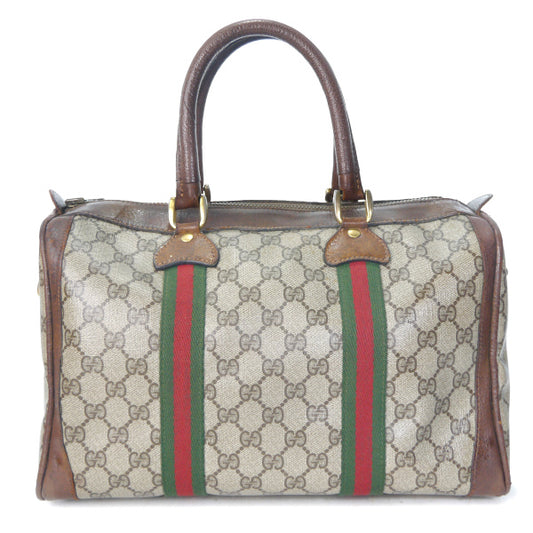 OLD Gucci レア！Wシェリーラインボストン（茶・中）