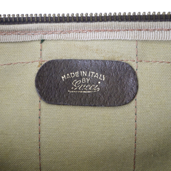 OLD Gucci　４本レザーライン シェリーボストン（茶・中）